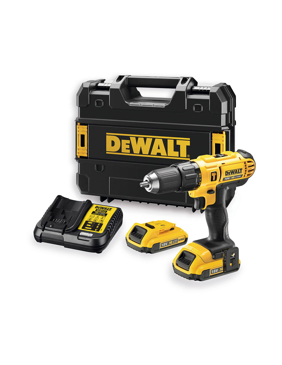 S.O.F. Perceuse À Perceuse Dewalt Xr 18v 13mm 2 Piles Et Boîtier Dcd776d2t-Qw